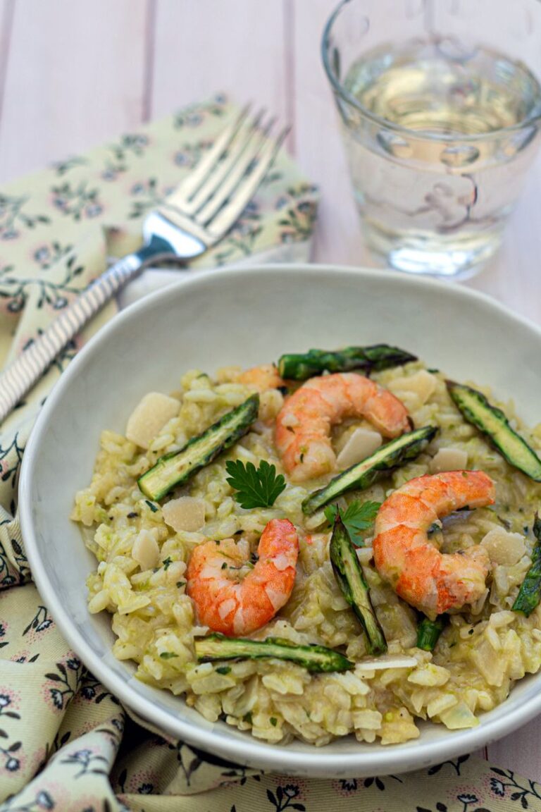 Risotto ze szparagami zielonymi i krewetkami