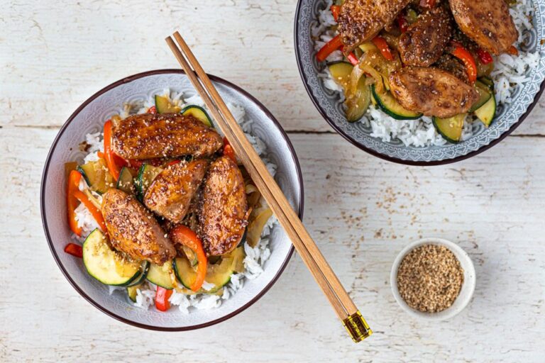 Teriyaki Chicken with Summer Veggies and Rice