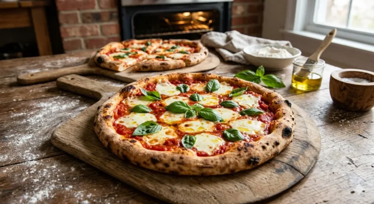 Food photo for Homemade Pizza Margherita Recipe with Fresh Mozzarella and Basil, published on kuchniatwist.