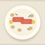 Baked salmon fillet with dill potatoes, lemon, cucumber yogurt sauce, and herbs.